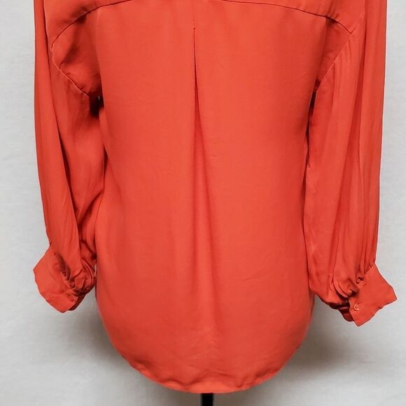 JOIE Ninarika Desert Rose Silk V-neck Hi-low Pleated Long Sleeve Blouse Small - Picture 10 of 12